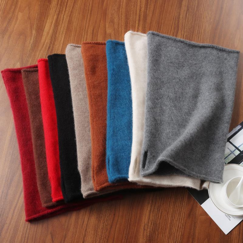 100% Pure Wool Solid Outdoor Windproof Ring Scarf Women Thick Winter Warm Scarves Head Neck Wraps Neckerchief Mask