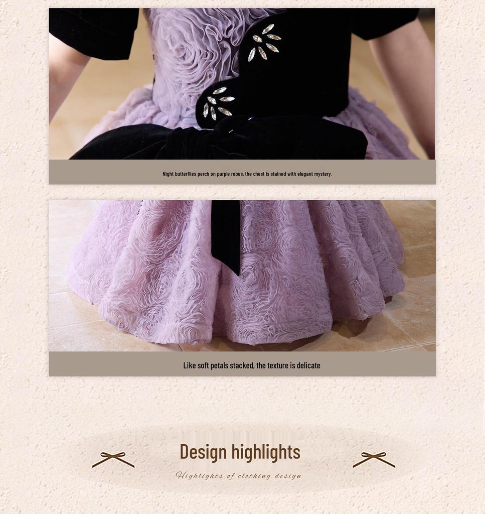 Girls' High-End Hepburn Style Princess Winter Evening Gown