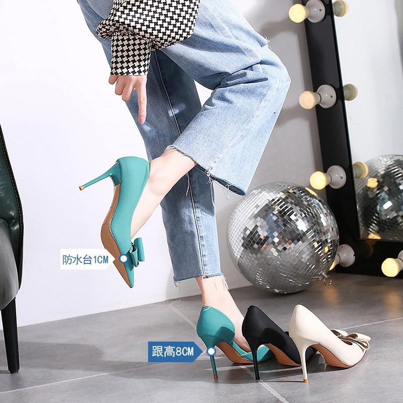 NEU Bowknot Pumps Damen Slip-On Weiche Pu Leder High Heels Schuhe Frau Sexy Spitzschuh Dünne Absätze Party Damen für