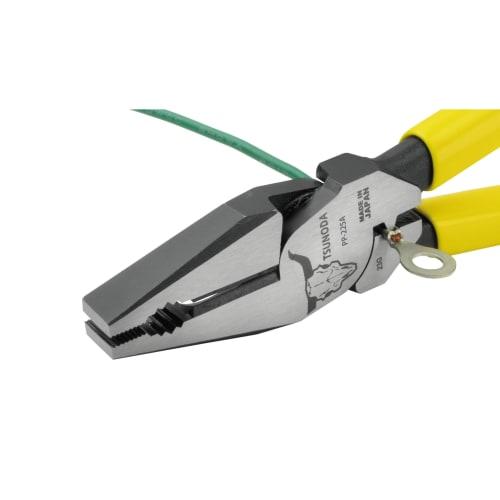 TSUNODA Electrician's Power Pliers, 225mm, Crimping Function, Eccentric, for Electrical Work, PP-225A