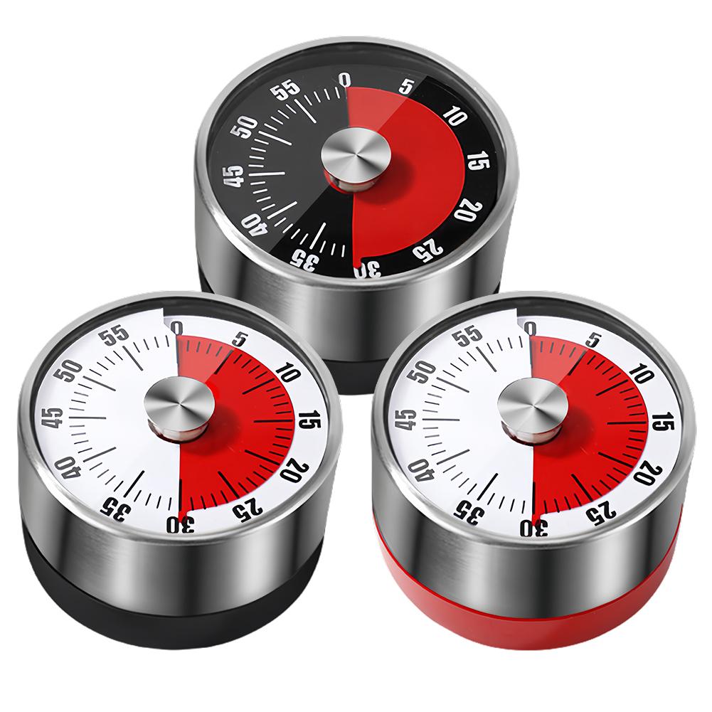 Mechanical Countdown Timer Stainless Steel Kitchen Machinery Timer 60 Minute Magnetic Alarm Reminder for Student Learning