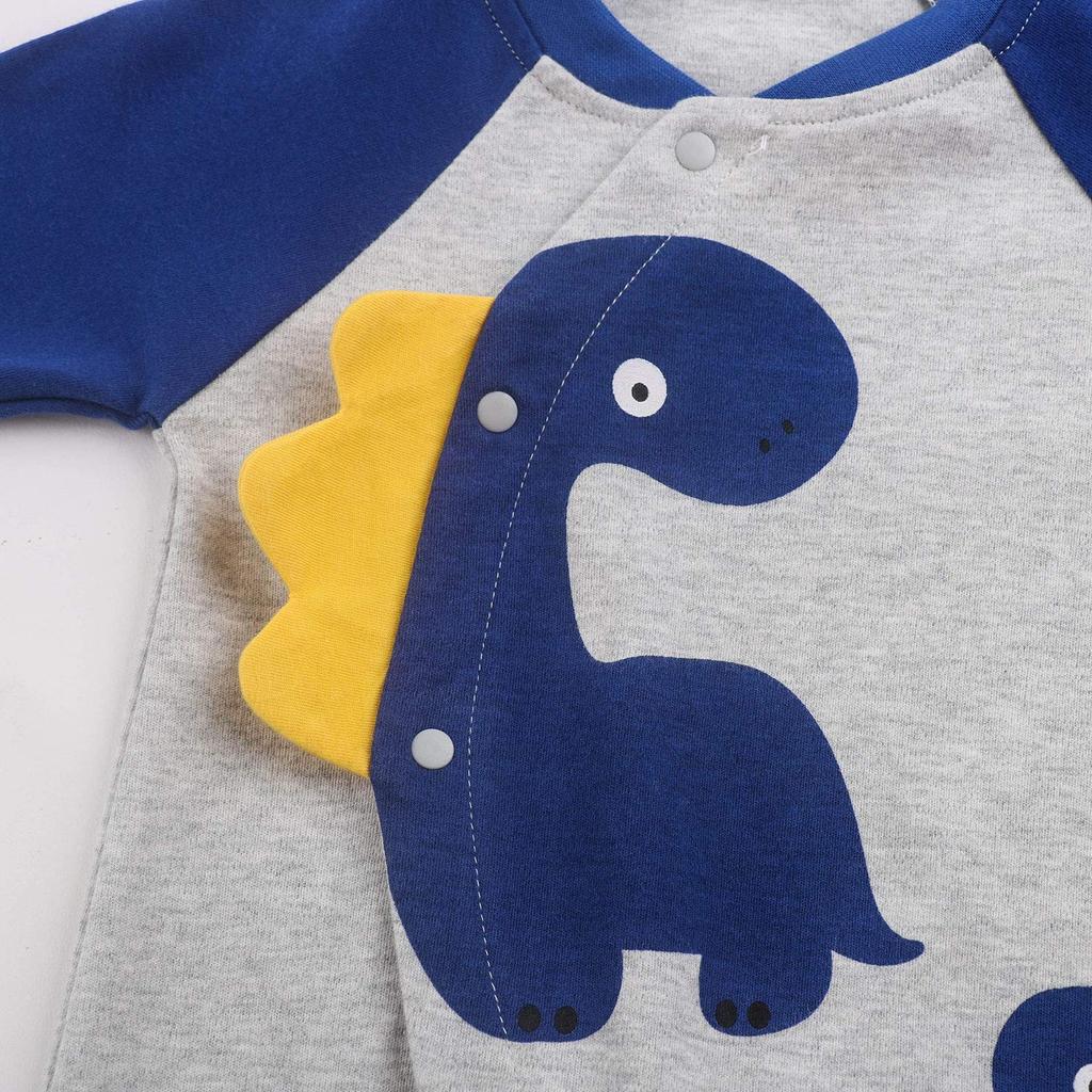 Comfort U Baby Long Newborn Winter Cute Underwear Pajamas for Boys and Easy Dinosaur Winter Size Rompers, Sleeves, 2-Piece Set, 100% Cotton, Clothes,