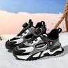 Kids Sport Sneakers Boys Girls Fashion Running Shoes Navy White Design Anti Slip Trainers with Rotary Buckle Children Sneaker