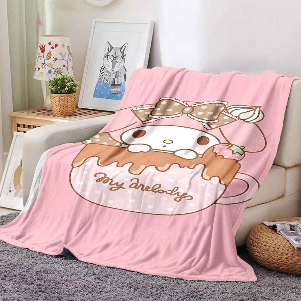 1pc My Melody blanket Lightweight Flannel Throw for Sofa Bed Travel Camping Livingroom Office Couch Chair