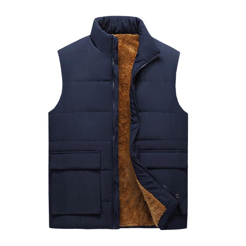 

Men s Plus Size Fleece Lined Cotton Vest - Warm Autumn/Winter Shawl Jacket XL синій