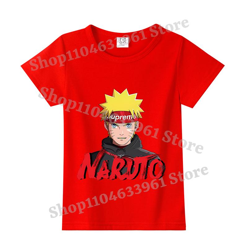 Narutos T-shirt Children Clothing Boy Girl Japanese Manga Pattern Short Sleeve Kid Cartoon Casual Sports Cotton Tee Home Clothes
