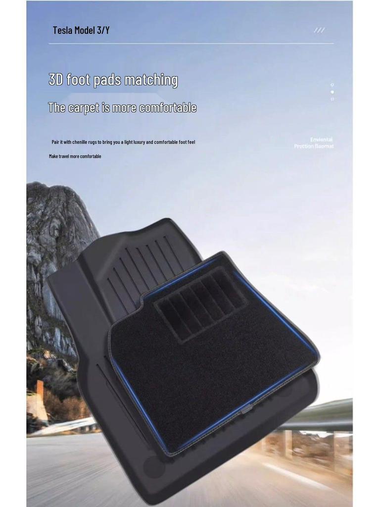 New Tesla Model 3Y Full Coverage TPE Floor Mats for Car Modification