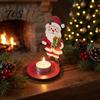 Creative Holiday Gifts for Friends Wooden Christmas Tealight Candle Holder, Santa Snowman Angel Reindeer Fireplace Mantle Decor Figurine, Tabletop