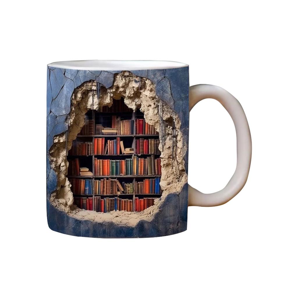 New Ceramic 3D Bookshelf Mug Mug Creative Space Design Multi-Use