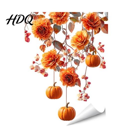 Reusable Window Stickers Fall Thanksgiving Static Clings Autumn Pumpkin Maple Leaf Floral Glass Decals Decals Removable Harvest Season for Home Shop