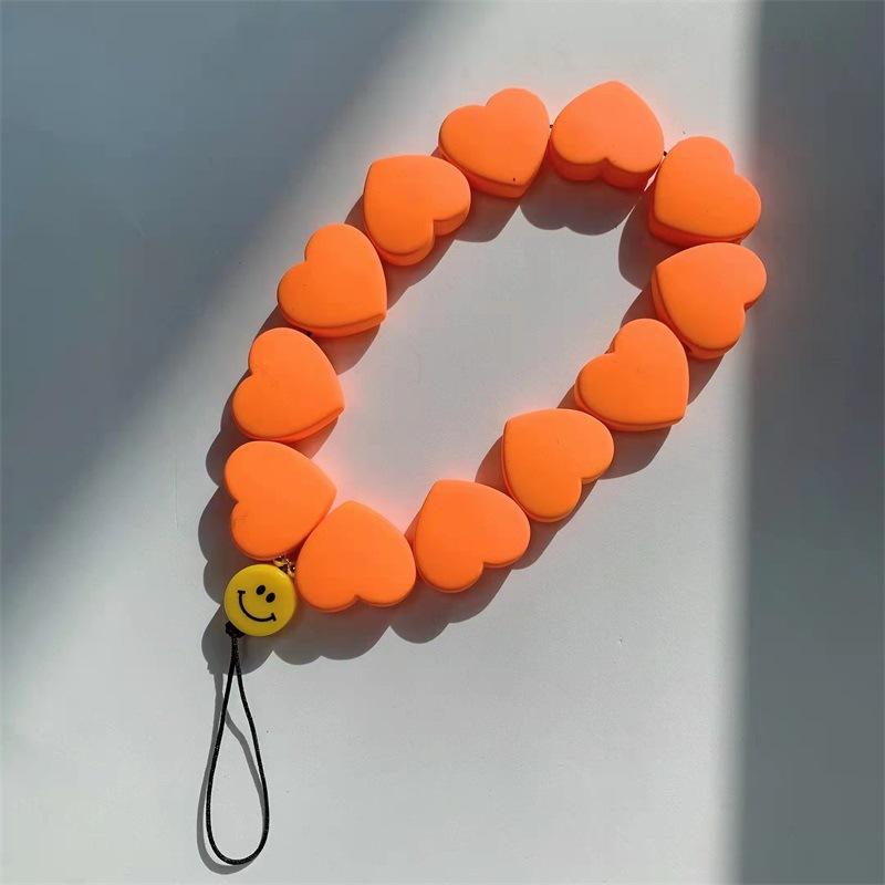

Новый корейский модный смоляный сердечко с бисером для мобильного телефона, анти-потерянный ремешок, женская цепочка для мобильного телефона, подвеска для телефона, украшение оранжевый