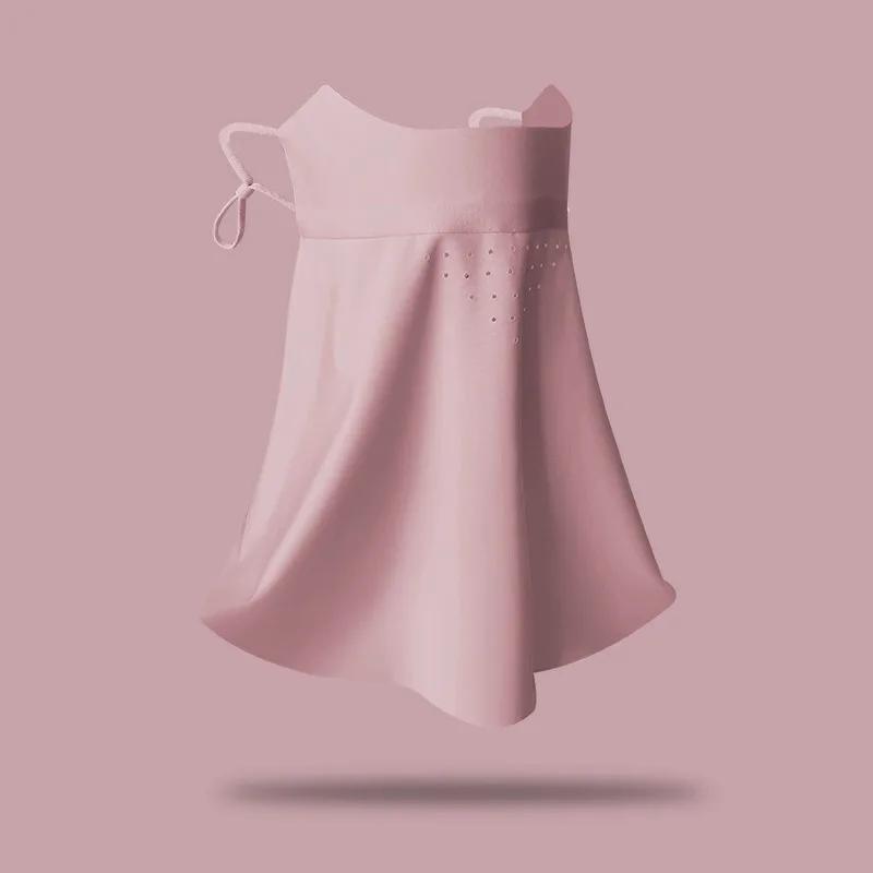 

Жіноча маска для обличчя для занять спортом на відкритому повітрі, без слідів від засмаги, імітація крижаного шовку, захист від УФ-променів, літня, дихаюча, тонка One Size рожевий