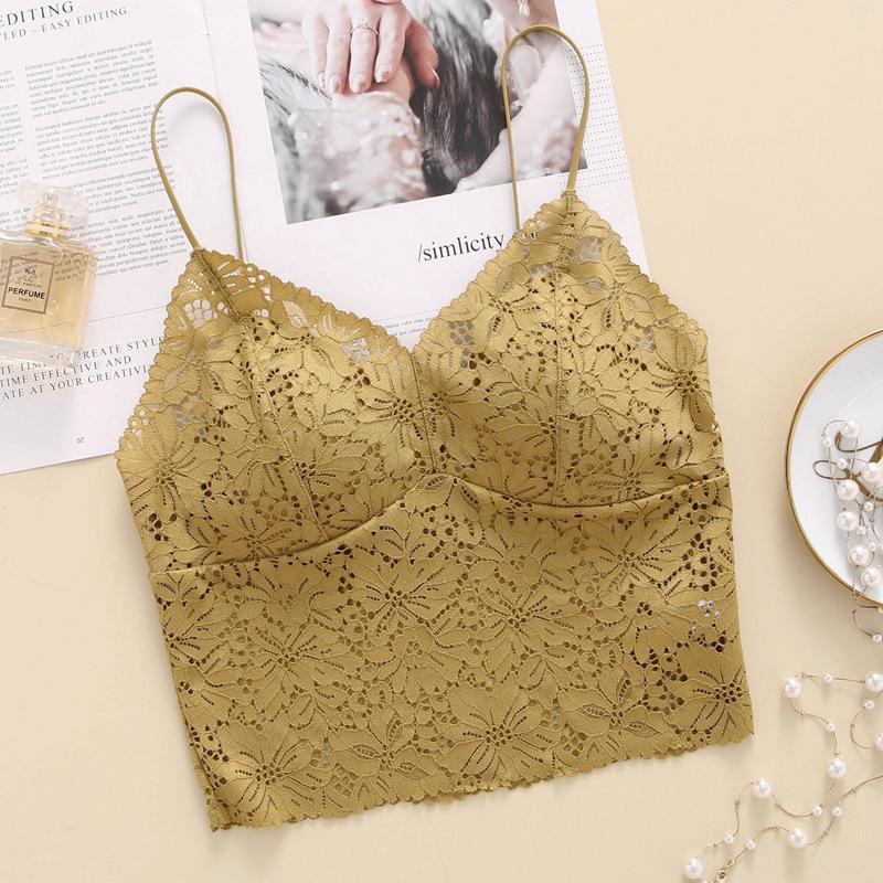 French Summer Suspender Sexy Soft Lace Bra Underwear Bra Women's Thin Skinny Shoulder Strap Vest Breathable