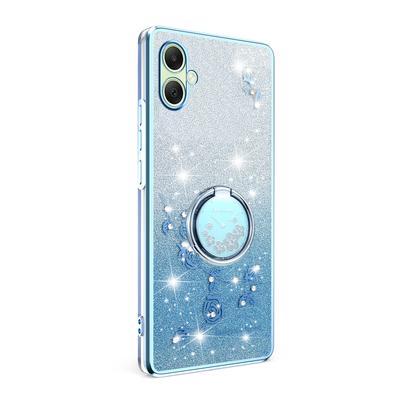 KADEM For Samsung Galaxy A07 Case Ring Kickstand TPU Flowers Phone Cover Gradient Glitter