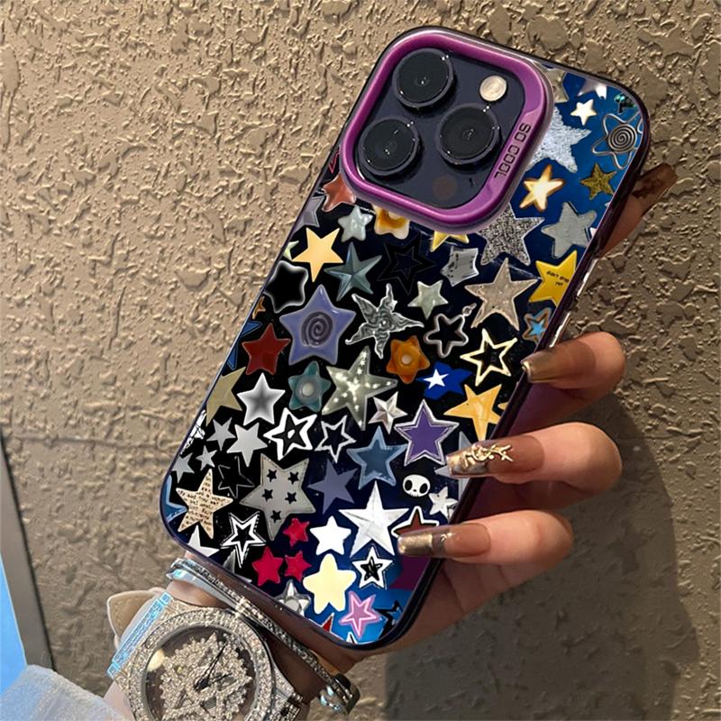 Barevný hvězdný matný laserový kryt na telefon pro iPhone 15 16 Pro Max pouzdro iPhone 14 13 12 11 XS X XR 7 Plus 16E Nárazuvzdorný kryt s nárazníkem
