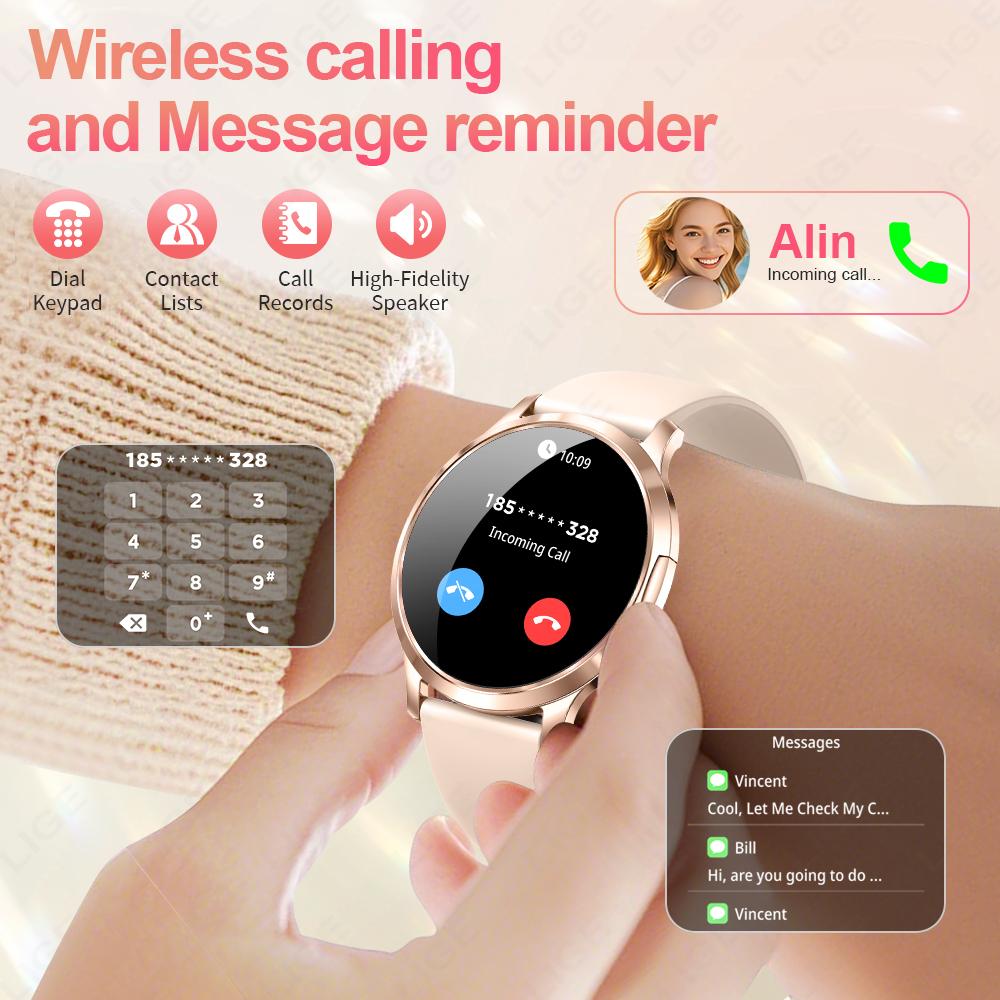 New Smart Watch Women Gift 1.32 Inch Full Touch Screen Sport Fitness Watches Bluetooth Calls Digital Smartwatch Ladies