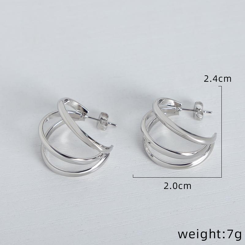 New Stainless Steel Simple Hoop Earrings for Women Copper Color Distort Earrings Personality Femme Popular Accessories