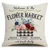 Pillow Case Spring Throw Pillow Case Flower Truck Farm Print Home Decor Cushion Cover Back Cushion