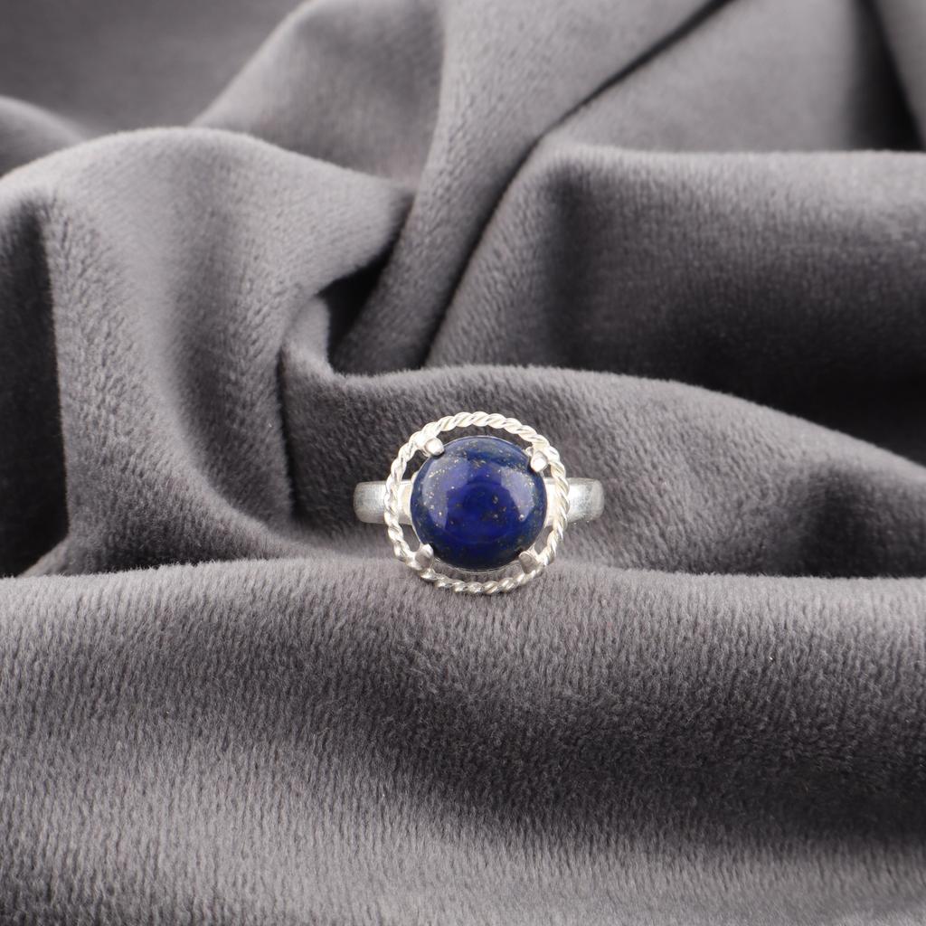 Lapis Lazuli Ring, Handgjord Ädelstensring, 925 Massiv Sterling Silver Ring Antika Smycken, För Förlovningsgåva