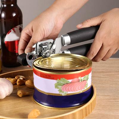 Apriscatole in acciaio inox liscio Apribottiglie per birra Manopola girevole Impugnatura antiscivolo Apriscatole per cucina domestica Bar