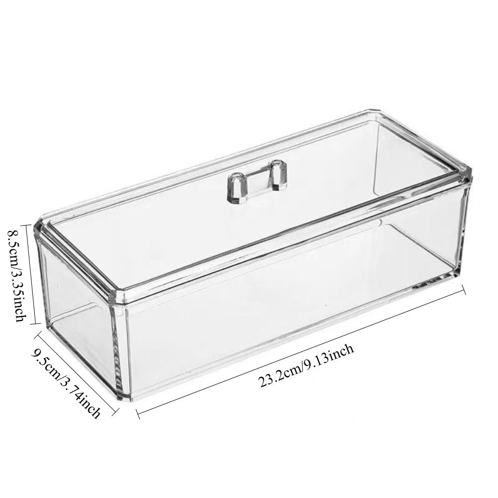 Acrylic Makeup Storage Box Transparent Jewelry Organizer Dustproof for Cotton Swab Pads Desktop Beauty Case Makeup Organizer Box