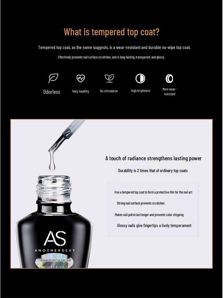 Nail Art Super Shiny & Scratch-Resistant Gel Top Coat: Fortifying, Wear-Resistant, Long-Lasting, No-Wipe Finish