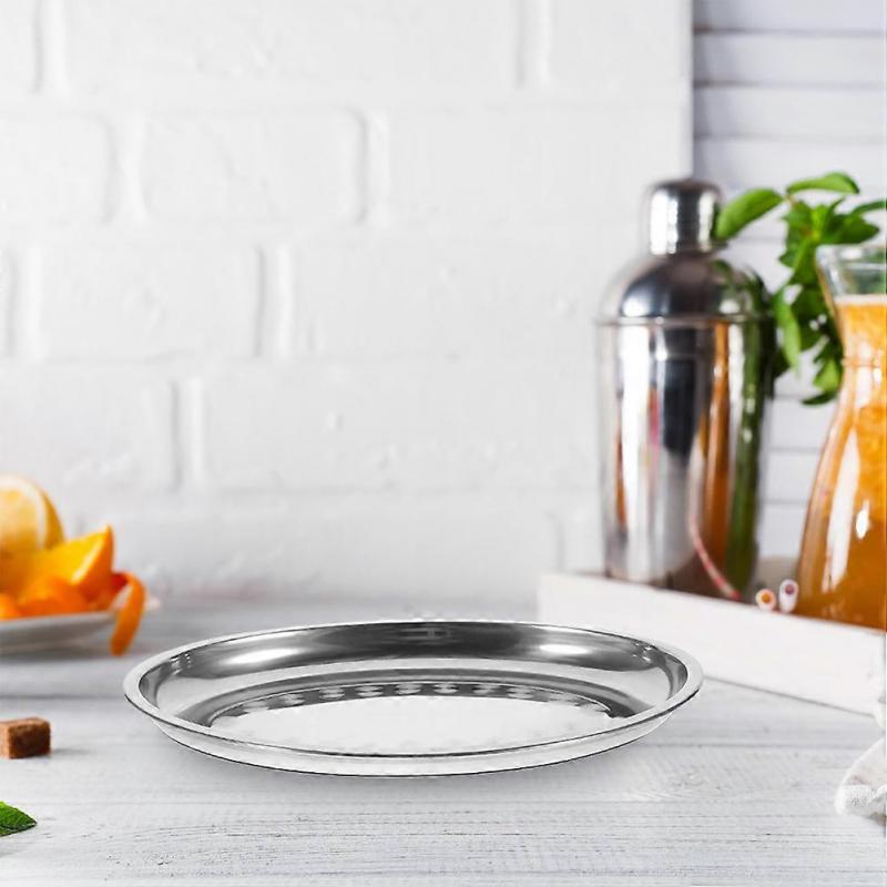 Silver Oval Stainless Steel Serving Platter for Food Catering 2Pcs