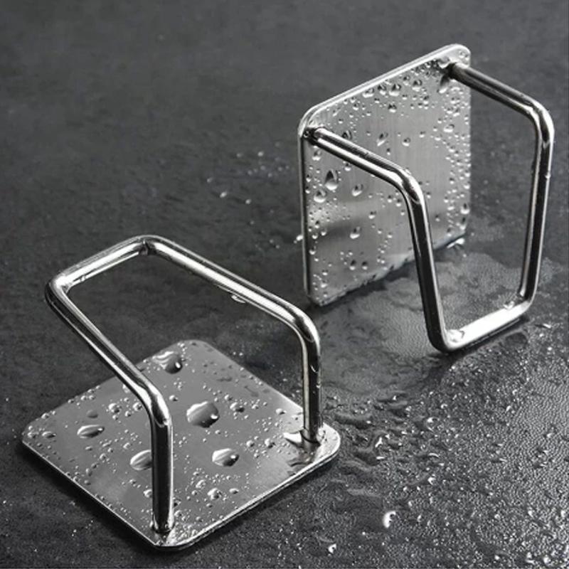 1/2/4pcs Stainless Steel Sink Sponges Holder Self Adhesive Drain Drying Rack Home Kitchen Wall Hooks Accessories Storage Organizer