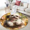 Shih Tzu Oil Painting Pattern Round rug,Carpet Rug for Living Room Bedroom Sofa Playroom Decor,Non-slip Floor Mat,Holiday Gifts and Birthday Gifts