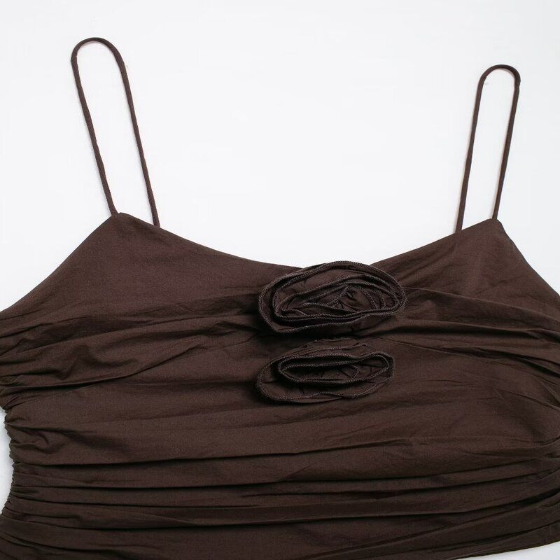 Fashion Style 2024 New Fall Women's Clothing Stylish Strap Convex Flower Decoration Peplum Top 0881075