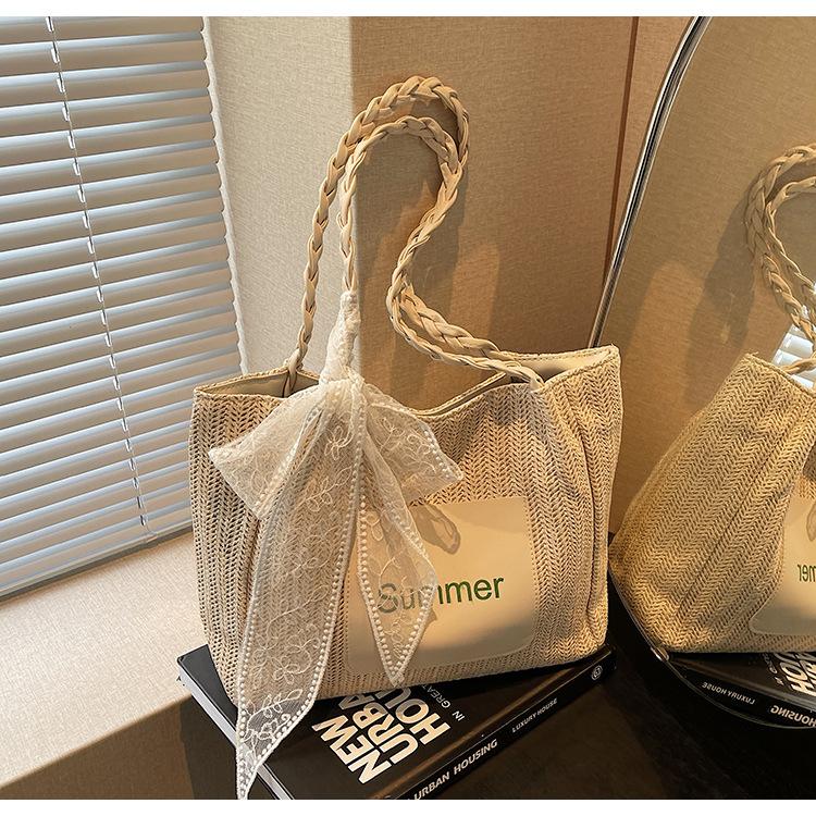 

Woven straw bag women s large-capacity new vacation beach shoulder bag commuter tote bag women