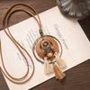 Bohemian Long Tassel Necklace Vintage Niche Exotic Wooden Sweater Chain Women's Accessories
