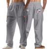 American Linen Autumn Men's Casual Home Beach Loose Trendy Zipper Hip-hop Wide-leg Trousers