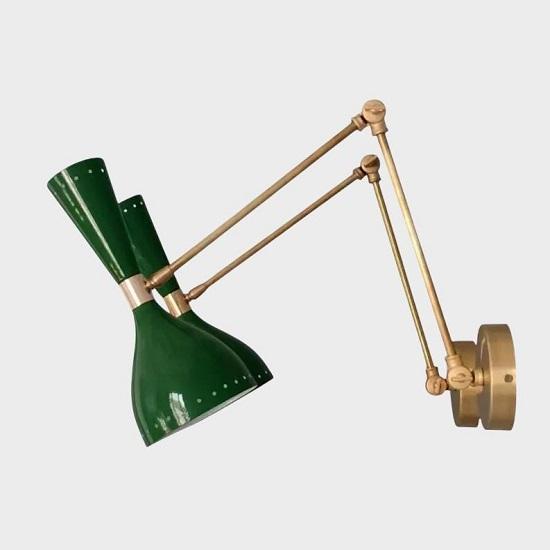 Italian Wall Sconce 1950s Mid Century Brass Light Stilnovo Style Lamp