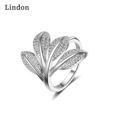 Lindon Classic Copper Alloy Zircon Ring Ladies Jewelry Wedding Promise Party Gift