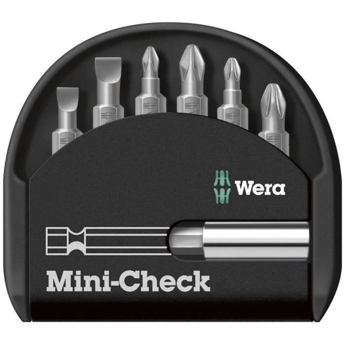 Etui d'embouts - Wera - Bit-Check 7 - 6 embouts 25 mm - Porte-embout universel - Aimant puissant