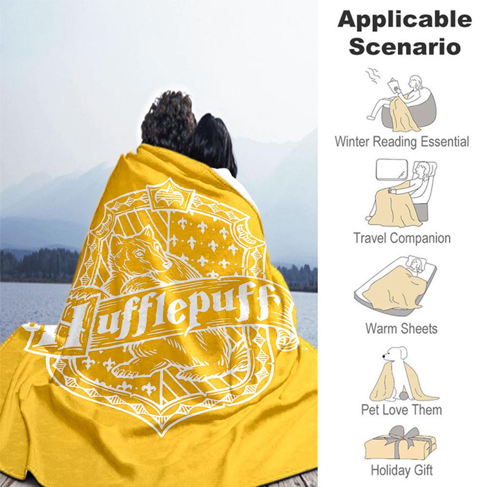 1pc Cresta Amarilla de Hufflepuff Manta de Franela para Exteriores Todas las Estaciones Suave Calidez, Decoración del Hogar 1031231
