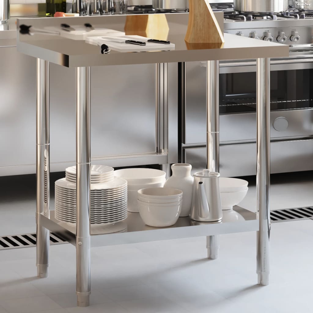 Vidaxl Kuchenny Stół Roboczy Z Rantem, 82,5X55X93 Cm, Stal Nierdzewna