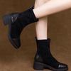 Elastic Boots Women's Thin Boots British Martin Boots Autumn and Winter New Versatile Matte Thick Heel Medium Heel Women's Short Boots