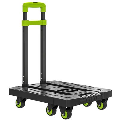 Hand Truck Foldable Metal Transport Cart with Wheels Adjustable Handle 49 X 35 X 102 Cm Green