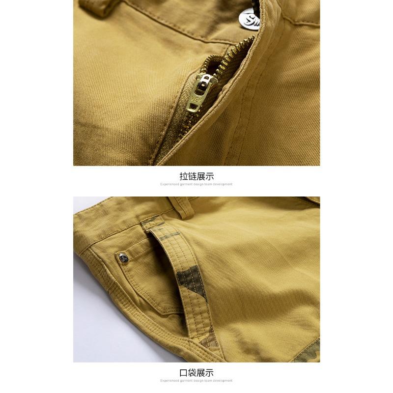 Pantaloncini Cargo Mimetici da Uomo Vestibilità Larga Cotone Lavato Estivo