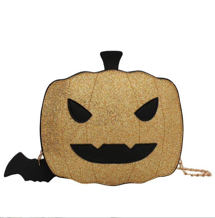 Luggage Special-shaped spoof monster pumpkin small square bag fun Halloween women's bag sequined chain messenger bag