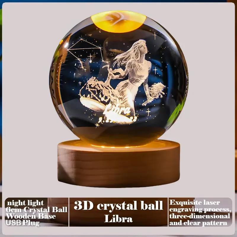 Dárek na Valentýna 2025 3D Růže Křišťálová koule Laserové gravírování Domácí ozdoba Řemesla Stolní dekorace Narozeninový Dárek ke Dni matek