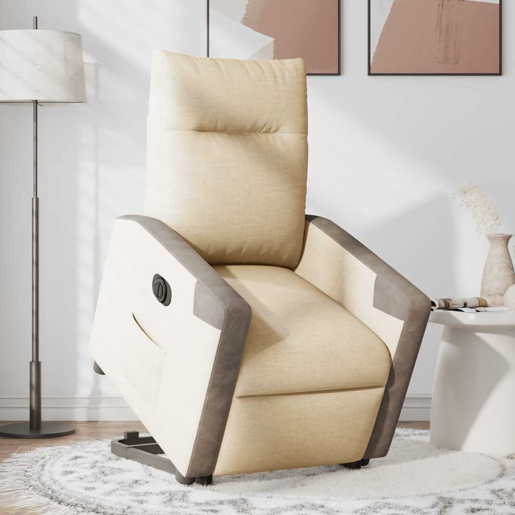 Electric Recliner Chair with Rising Assistance Cream Fabric