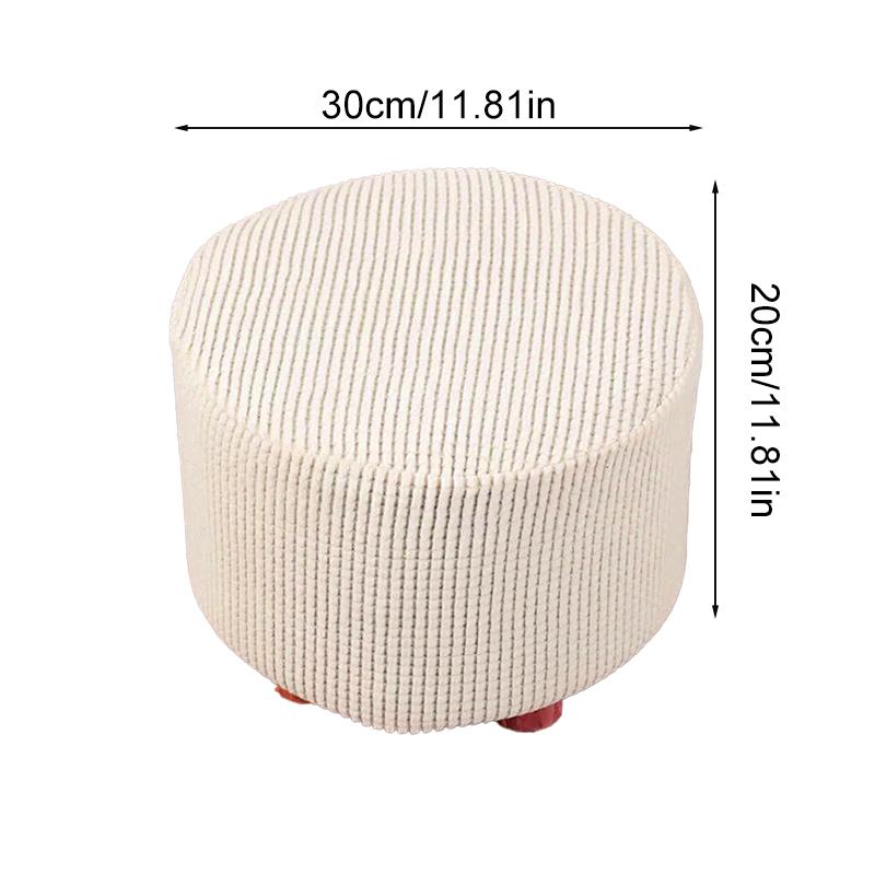 1Pc Round Seat Cover Elastic Protector Soft Pouffe Stool Removable Flannel Stool Cover Footstool