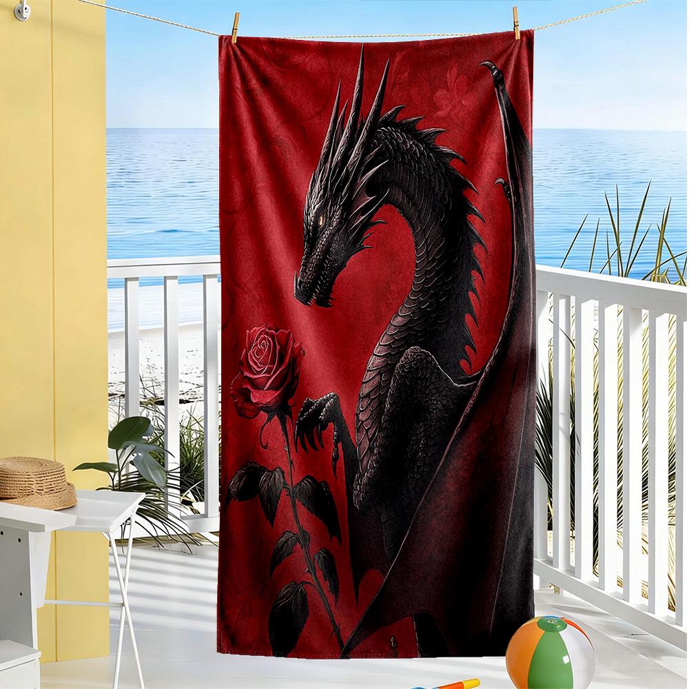 Dragon Beach Towel Soft Durable Quick-Dry Comfortable Lightweight Suitable for Sports, Travel, Swimming, Yoga, Bathroom, Beach, And Pool