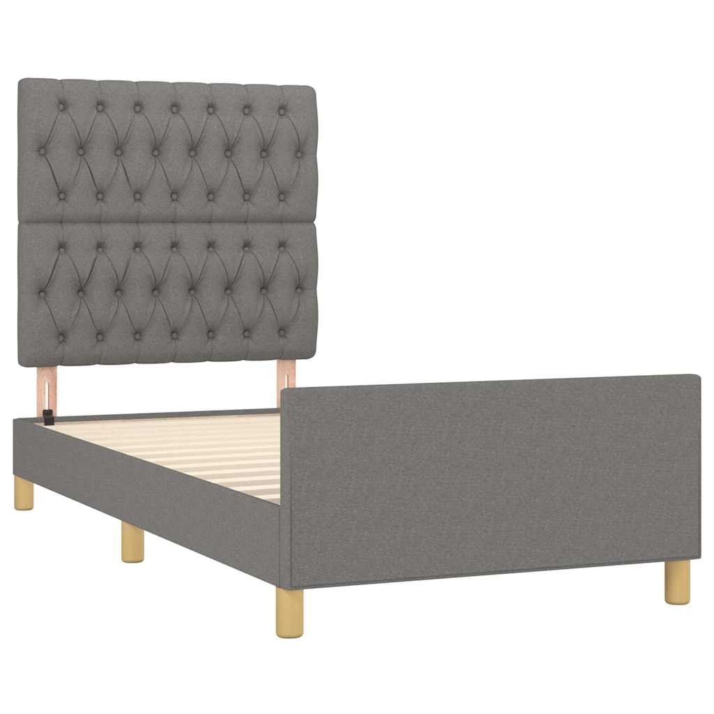 vidaXL Bed Frame Without Mattress Dark Grey 100x200 Cm Fabric