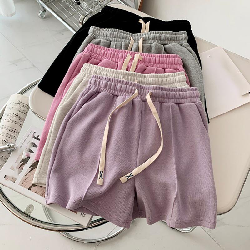 Summer Shorts Women Elasticity Lovely Girls Korean Style Sweet Students Harajuku Simple Pure Gray Trousers Female
