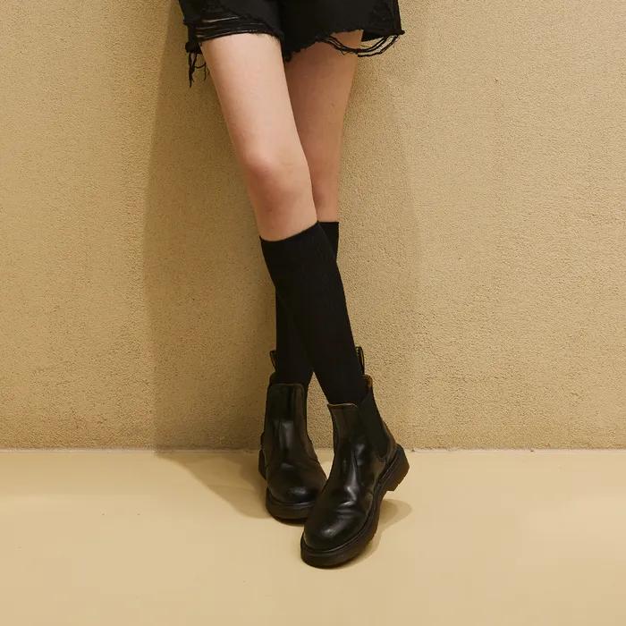 [BIARRITZ] Cotton Shirred Loader Knee Socks 7 Colors