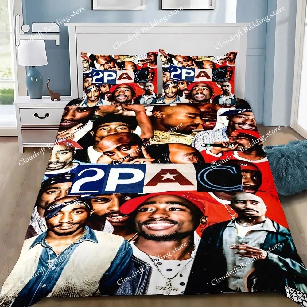 Exquisite 3D 2Pac Tupac Wallpaper Hip Hop Digital Printing Bedding Set Comforter Bed Youth Kids Girls Boys Gift